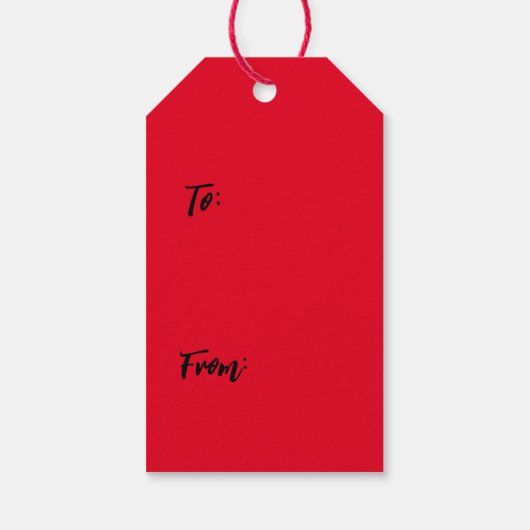 クリスマスツリーギフトラベルグレー青と赤 ギフトタグ (裏面)