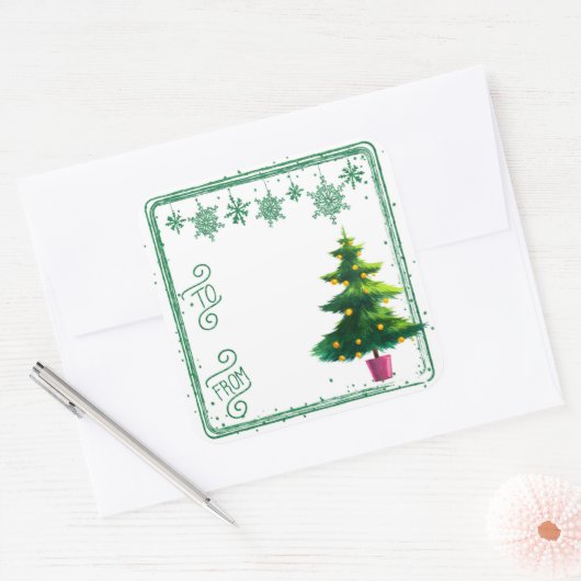 クリスマスツリーギフトラベルシールから スクエアシール (封筒)