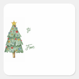 クリスマスツリーギフトラベルシール スクエアシール