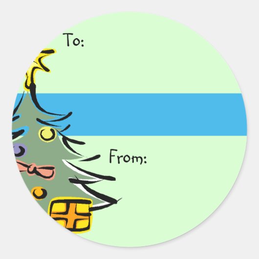 クリスマスツリーギフトラベル ラウンドシール (正面)