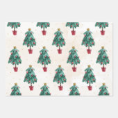 クリスマスツリーギフト、男性の女性と子供、クリスマスギフト ラッピングペーパーシート (正面2)