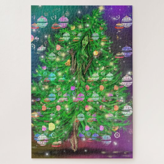 クリスマスツリーギールジグソーパズル絵画 ジグソーパズル (縦)