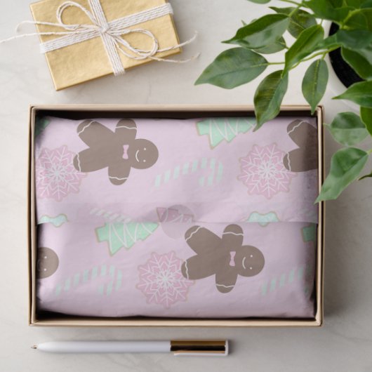 クリスマスツリークッキーキャンディーキャンズピンククリスマス 薄葉紙 (ギフト)