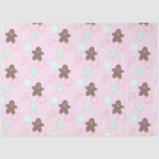 クリスマスツリークッキーキャンディーキャンズピンククリスマス 薄葉紙 (正面)