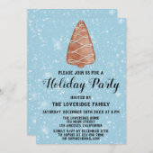 クリスマスツリークッキーホリデーパーティブルースノー 招待状 (正面/裏面)