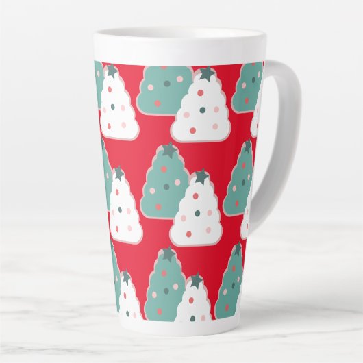 クリスマスツリークッキー生地の自家製ミックスレッド カフェラテマグ (右アングル)