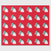 クリスマスツリークッキー生地の自家製ミックスレッド ラッピングペーパー (フラット)