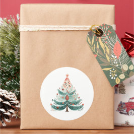 クリスマスツリークラシックステッカー ラウンドシール