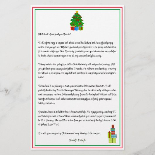 クリスマスツリークラシックニュースレターレッドグリーンカスタム (正面)