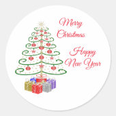 クリスマスツリークラシックラウンドステッカー ラウンドシール (正面)