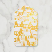 クリスマスツリークリスマスの村の雪の写真RSVPカード ギフトタグ (正面)