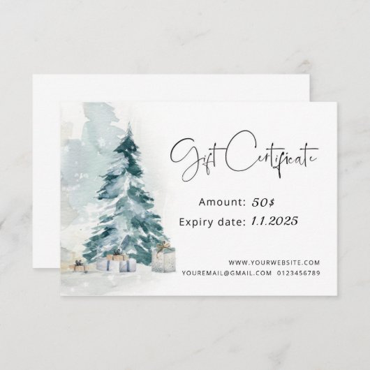 クリスマスツリークリスマスギフト証明書 (正面/裏面)
