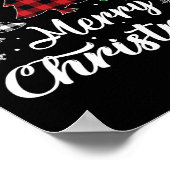 クリスマスツリークリスマスバッファロープレイドレッドホワイトグリーン ポスター (角)