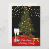 クリスマスツリークリスマスホリデーパーティー 招待状 (正面)