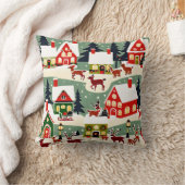 クリスマスツリークリスマス村の雪の写真 クッション (ブランケット)