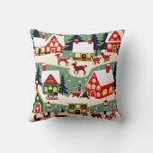 クリスマスツリークリスマス村の雪の写真 クッション (裏面)