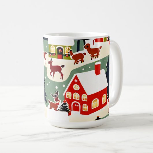 クリスマスツリークリスマス村の雪の写真 コーヒーマグカップ (正面右)