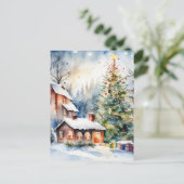 クリスマスツリークリスマス村の雪の写真 シーズンポストカード (スタンド正面)