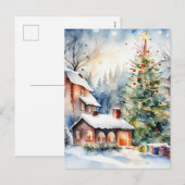 クリスマスツリークリスマス村の雪の写真 シーズンポストカード (正面/裏面)