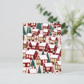 クリスマスツリークリスマス村の雪の写真 ポストカード (スタンド正面)