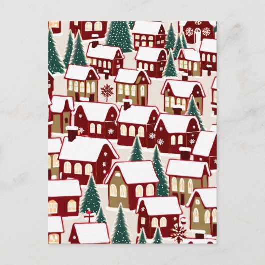 クリスマスツリークリスマス村の雪の写真 ポストカード (正面)