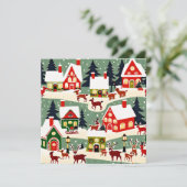 クリスマスツリークリスマス村の雪の写真 招待状 (スタンド正面)