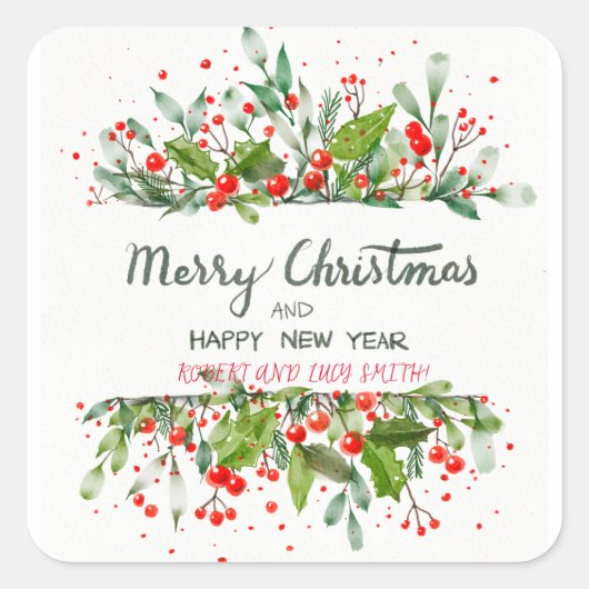 クリスマスツリークリスマス魔法 スクエアシール (正面)