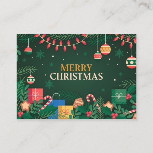 クリスマスツリークリスマス2021ギフト用グリーティングカード 名刺 (正面)