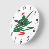 クリスマスツリークロック ラウンド壁時計 (傾斜)