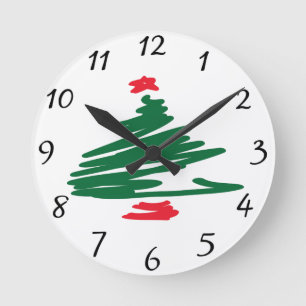 クリスマスツリークロック ラウンド壁時計