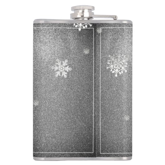 クリスマスツリーグリッターと雪片 |シルバー フラスク (裏面)