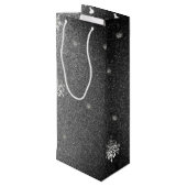 クリスマスツリーグリッターと雪片 |シルバー ワインギフトバッグ (裏面アングル)