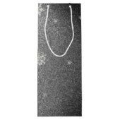 クリスマスツリーグリッターと雪片 |シルバー ワインギフトバッグ (裏面)