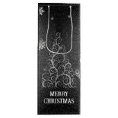 クリスマスツリーグリッターと雪片 |シルバー ワインギフトバッグ (正面)