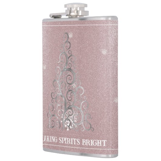 クリスマスツリーグリッターと雪片 |ピンク フラスク (左)