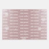 クリスマスツリーグリッターと雪片 |ピンク ラッピングペーパーシート (正面3)