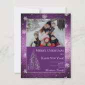 クリスマスツリーグリッターと雪片 |マゼンタ シーズンカード (正面)