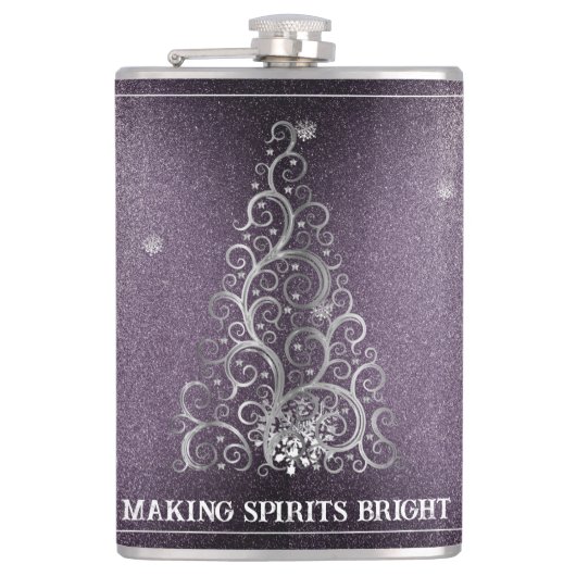 クリスマスツリーグリッターと雪片 |紫 フラスク (正面)