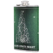 クリスマスツリーグリッターと雪片 |緑 フラスク (左)