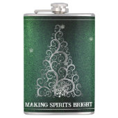 クリスマスツリーグリッターと雪片 |緑 フラスク (正面)