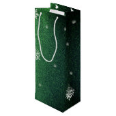 クリスマスツリーグリッターと雪片 |緑 ワインギフトバッグ (裏面アングル)