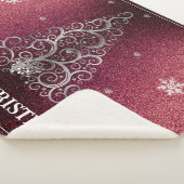 クリスマスツリーグリッターと雪片 |赤 シェルパブランケット (3/4)