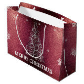 クリスマスツリーグリッターと雪片 |赤 ラージペーパーバッグ (裏面アングル)