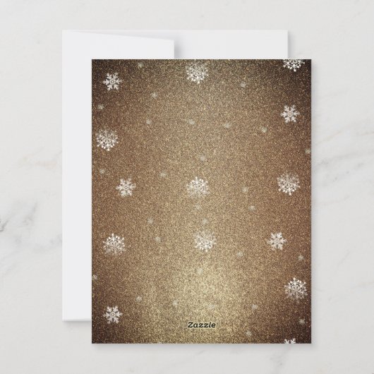 クリスマスツリーグリッターと雪片 |金ゴールド シーズンカード (裏面)