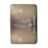 クリスマスツリーグリッターと雪片 |金ゴールド バスマット (正面縦)