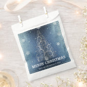 クリスマスツリーグリッターと雪片 |青 フェイバーバッグ (クリップ留めされた状態)