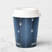 クリスマスツリーグリッターと雪片 |青 紙コップ (右)