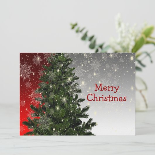 クリスマスツリーグリーティンググリーンレッドホワイトスノーフレーク シーズンカード (スタンド正面)