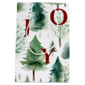 クリスマスツリーグリーナリーウォーターカラーホリデー ミディアムペーパーバッグ (裏面)