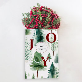 クリスマスツリーグリーナリーウォーターカラーホリデー ミディアムペーパーバッグ